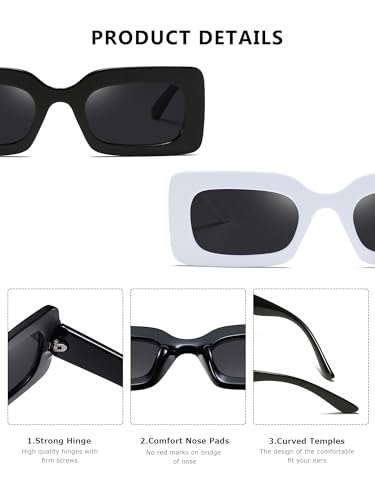 (2 PACK) Sunglasses womens trendy Men Square Multicolor Shades3