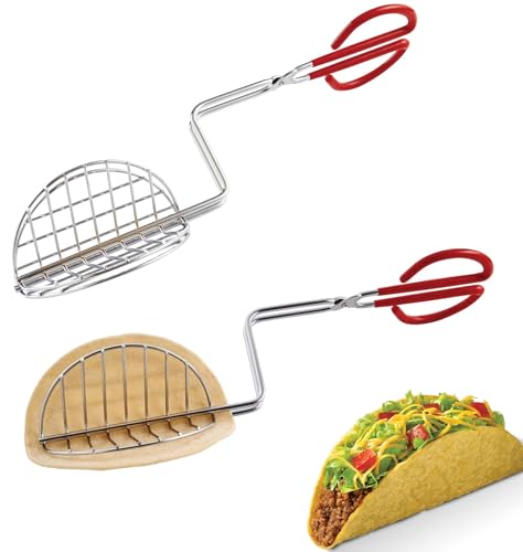 2Pack Homemade Taco Shells Tongs, Fried Taco Shells Maker Time Saving Fry Flat Bread or Flour Tortillas Crisp in Deep Fryer