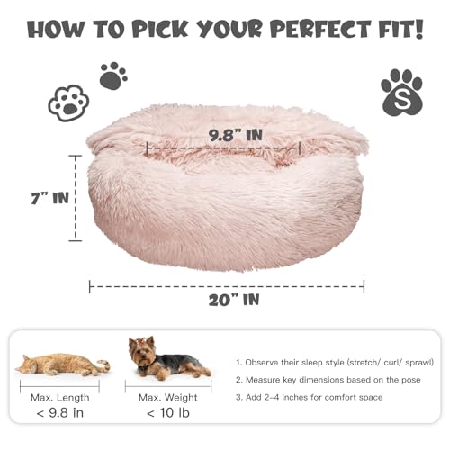Himax Dog Beds for Small Dogs, Donut Dogs Beds with Blanket Attached, Calming Dog Bed Washable (20"/26"/35") Beige by Himax - Image 2