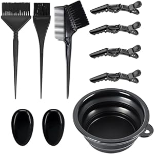 10 Pcs Professional Hair Bleach Kit Hair Coloring Products for DIY Mixing, Includes Hair Dye Brush, Hair Color Bowl, Hair Clip, Ear Muffs for Hair Dye Hair Color at Home, Salon Hair Highlighting