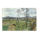Poster sur toile Claude Monet champ de peintre français à Gennevilliers, 1877 - Décoration pour chambre à coucher, bureau, chambre - Cadeau sans cadre : 50 x 75 cm