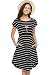 Women Summer Elastic Waist Short Sleeve Midi Dress Casual Loose Swing Dresses Black,L