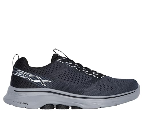 Skechers Go Walk 7 Hahn, Zapatillas Hombre, Black and Gray Textile/Synthetic, 43 EU