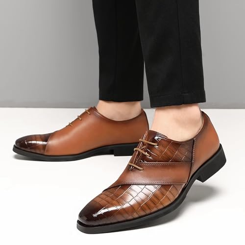 Image of SANNAX Men's Oxfords Formal Lace Up Dress Shoes, Classic Business Casual Leather Shoes for Men