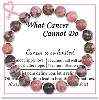 Breast Cancer Gifts Bracelets for Woman Breast Cancer Awareness Accessories Inspirational Bracelets for Women Girls Natural Stone Beaded Motivational Encouragement Inspirational Gifts for Women Girls Best Friend Sister