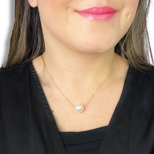 Colar Feminino Pérola Folheado A Ouro Pingente Pérola Corrente Dourada