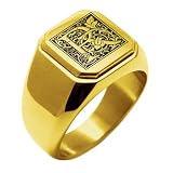 Tioneer Stainless Steel Initial Square Ring