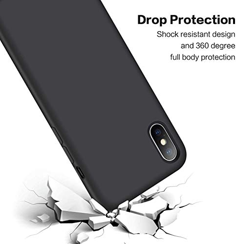 Image of REALCASE iPhone X | iPhone Xs Back Cover Case | Full Protective Liquid Silicone | Shockproof Case Back Cover for iPhone X /Xs [S-Black]