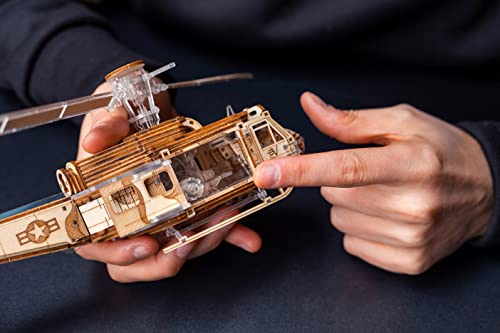 Veter Models Model Helicopter Kit Valkirja – Premium Quality Model For Adults – Durable Plywood And Plastic Construction – Open Door Engine Running– Moving Propeller #TOP4