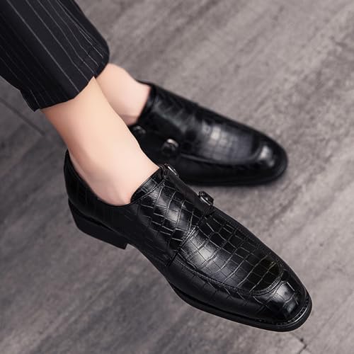 YZABEL Men’s Leather Double Monk Strap Oxfords, Pointed Toe Slip-On Dress Shoes for Business Formal Classic Formal Tuxedo Shoes2