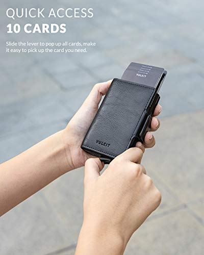 VULKIT Credit Card Holder RFID Blocking Leather Automatic Pop Up Wallet Magnetic Wallet Double Card Case for Men and Women2