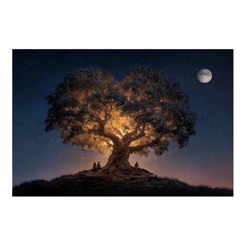 Toile murale Arbre de vie ZAMAEIU affiche d'art contemporain vert émeraude 80x120cm