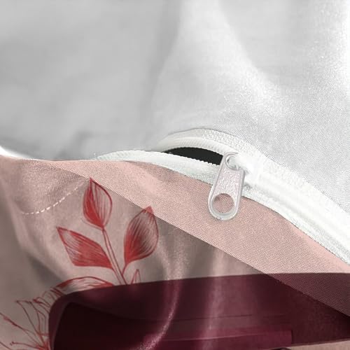 Parure de lit microfibre hypoallergique avec fermeture éclair résistante rose - 8