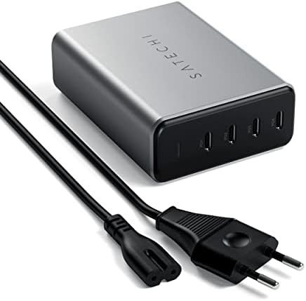 SATECHI 4-Portowa Ładowarka PD GaN 165W USB-C Dla MacBook Pro/Air M2/M1, iPad Pro/Air M2/ M1, iPhone 15 Pro Max/15 Pro/15/15 Plus (EU)