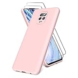 All Do Funda para Xiaomi Redmi Note 9S/9 Pro, Protector Pantalla Cristal Templado, Carcasa de Silicona Líquida Gel Ultra Suave Funda con tapete de Microfibra Anti-Rasguño - Rosa