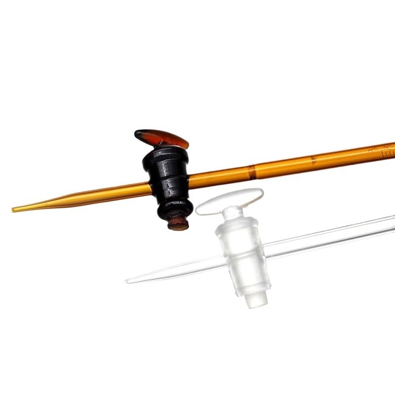 Bureta de Vidrio Borosilicato Clase A - Graduada para Titulación, Llave de PTFE, Resistente a Ácidos & Álcalis(White PTFE piston-25ml)