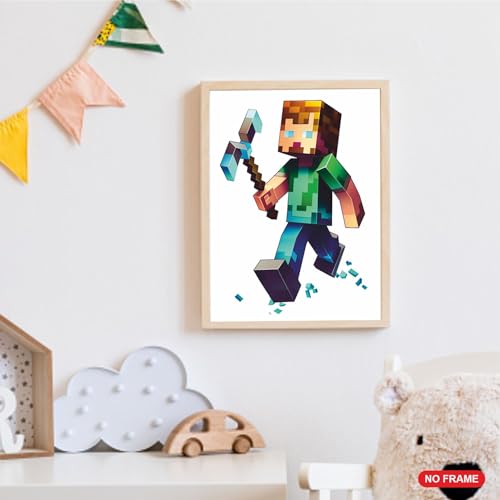Printvibee ® - Mining Fun Wall Art Pixel Mine Posters For Boys Room thumb #5