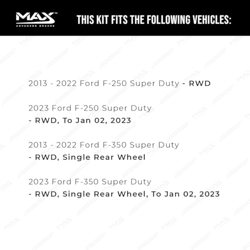 Image of Max Advanced Brakes Front & Rear Brake Kit Compatible With 2013-2015 2016 2017 2018-2023 Ford F250 F350 Super Duty Replacement Premium OE Disc Brake Rotors and Ceramic Brake Pads