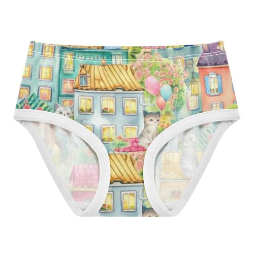 Cotton Toddler Underwear Floral Cute Cats Whimsical Houses Panties for Girl Florals Briefs Girls Undies 2t
