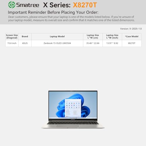 Image of Smatree Hard EVA Protective Sleeve Compatible for 15.6 inch Vivobook S 15 Q5507 /S5507, Zenbook 15 OLED UM3504, HP Envy X360, HP Pavilion x360 Convertible-15-er1000 Case (X8270T)
