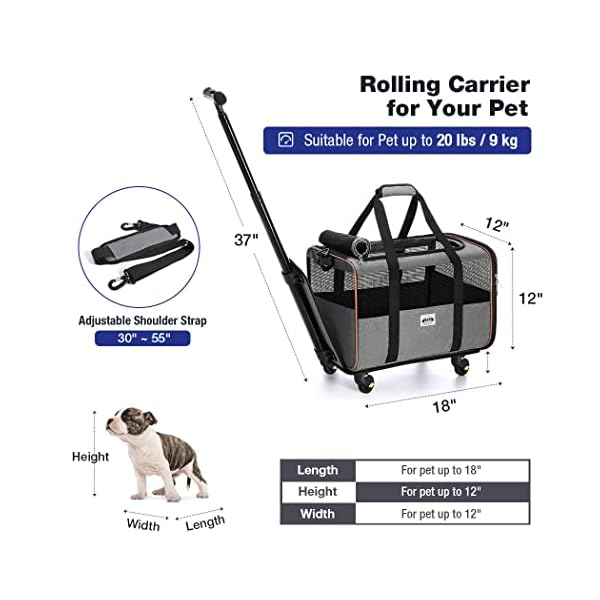 Pet Carrier with Telescopic Walking Handle