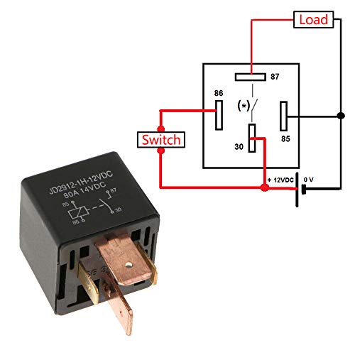 ESUPPORT 5Pack Relé Automotriz de Alta Resistencia DC 12V 80A 4Pin SPST miniatura 3