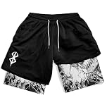 Y2K Summer Men Streetwear Anime High Waist Oversize Breathable Gym Short Pants Training Fitness Workout Track Shorts Clothes-Black (B)-M
