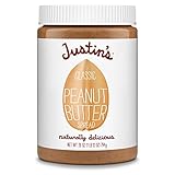 Justin's Classic Peanut Butter, Only Two Ingredients, No Stir, Gluten-free, Non-GMO, Responsibly Sourced, 28oz Jar