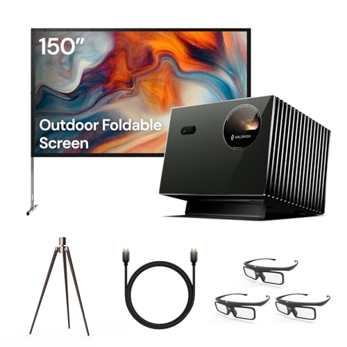 Image of Valerion VisionMaster Pro2 Triple Laser 4K Projector with 150" Outdoor Projector Screen, Ceiling Mount, HDMI Cable & 3D Glasses