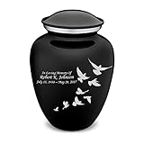 Geturns Embrace Adult Personalized Doves Cremation Urns for Human Ashes I Large Black Funeral Urn for Men and Women I 200 lbs