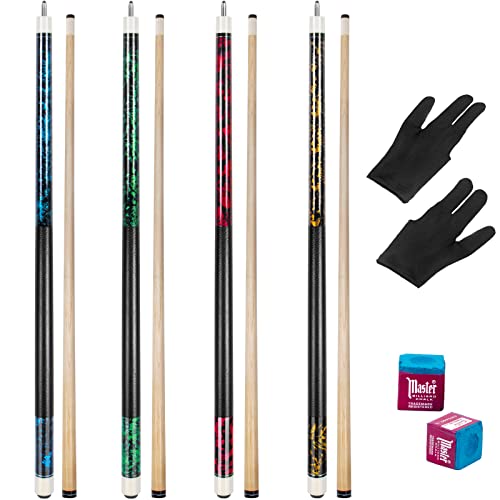 LOTKEY Pool Stick, Pool Cue 58\'\' 21 oz Cue Sticks with Extra 2 Pool Chalks Canadian Maple Pool Sticks Durable for Professional Billiard Players