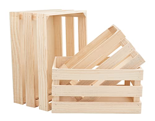 VBS Holzkiste Obstkiste Set aus Kiefernholz Sperrholz 40x30x19.5 cm