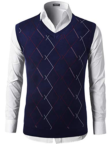 COOFANDY Men's V-Neck Sweater Vest Thermal Basic Short Sleeve Sweater Pullover