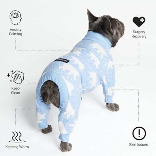 Image of Spark Paws Dog Pajama, Dog Recovery Suit Male, Onesie, Ultra-Soft and 4-Way Stretch, for Small Medium and Large Breeds - Snowy Polar Bear - 2XL