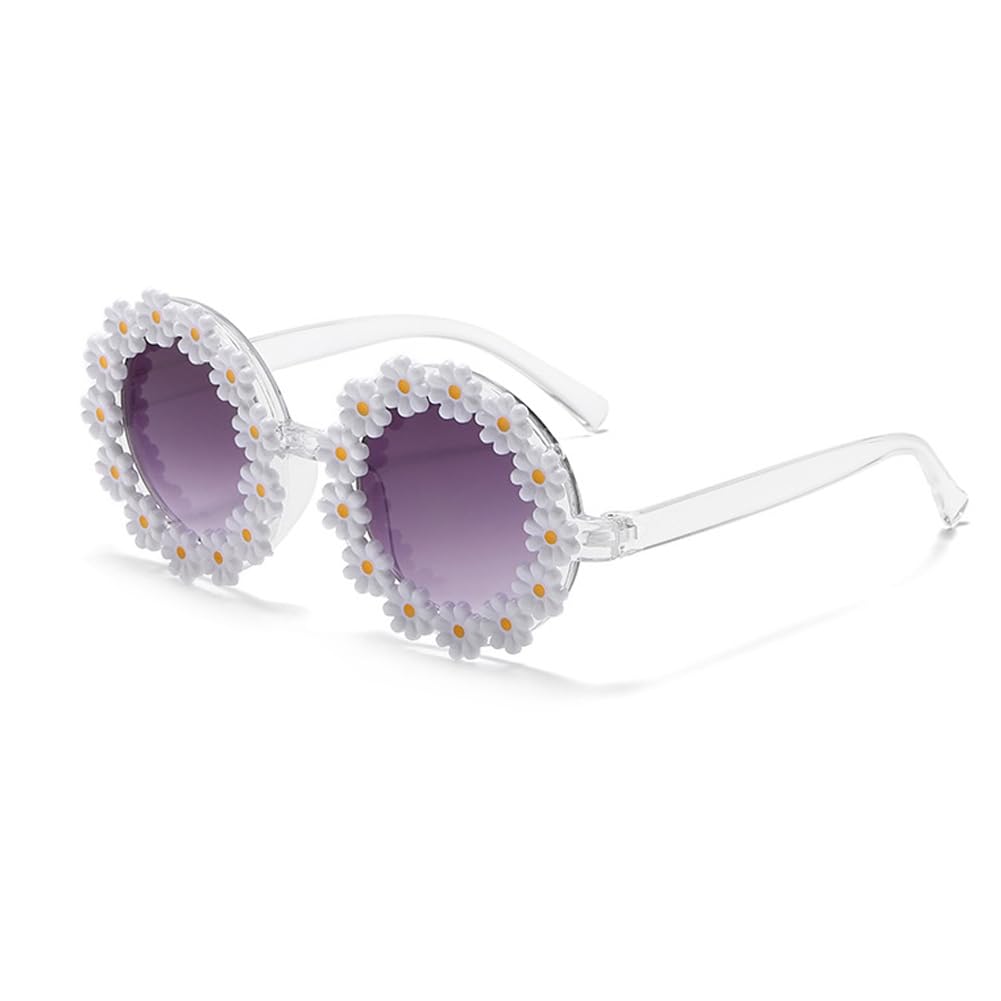 Round Flower Sunglasses for Women Flower Shaped Cute Glasses UV 400 Protection Daisy glasses for Holiday beach