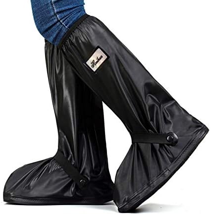 DURUI Black Waterproof Shoes Cover with Reflector, Reusable and Foldable Snow Rain Boot Shoe Cover for Man Women (S)