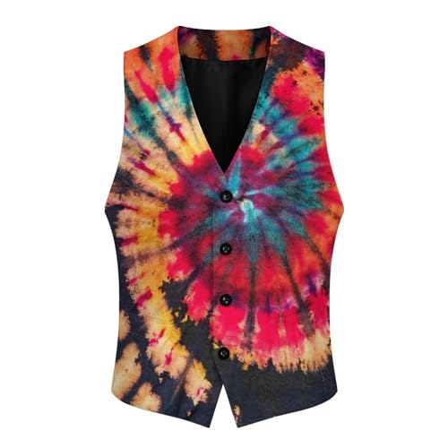 Colorful Abstract Tie Dye Swirl Men's Suit Vest Slim Fit V-Ncek Waistcoat Business Casual Vest4