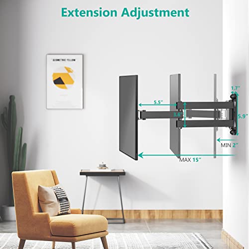 Wali Tv Wall Mount Articulating Lcd Monitor Full Motion 15 Inch Extension Arm Tilt Swivel For Most 13 To 32 Inch Led Tv Flat Panel Screen With Vesa Up To 100X100Mm (1330Lm), Black #TOP4