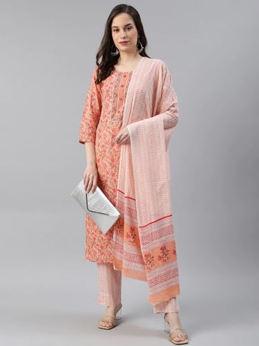 Image of Vaamsi Women's Rayon Blend Floral Printed Straight Kurta Pant With Dupatta