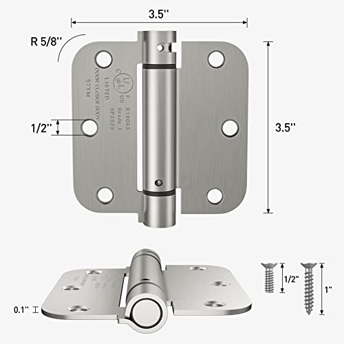 Hosom 48 Pack Nickel Door Hinges 3.5 Inch With 5/8 Radius, Fit Standard Door And Hosom Self Closing Door Hinge 3.5 Inch #TOP4