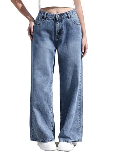 Butfmv Women Jeans - Baggy Wide Leg Straight Jeans with