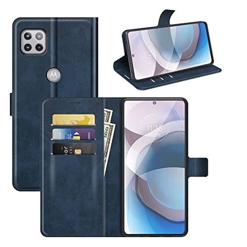 Flip Case for Motorola One 5G UW Ace Wallet PU Leather Magnetic Protective Cellphone Case for Moto One 5G Ace 2021 Folio Book Cover with Stand (Blue)