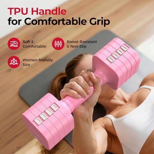 Image of FEIERDUN DB3 5-in-1 Adjustable Dumbbell Set of 2, 12LBS /20LBS Hand Weights for Women, Men, 1s-Adjust Dual-Stable Dumbbell Set for Women Home Gym & Outdoor