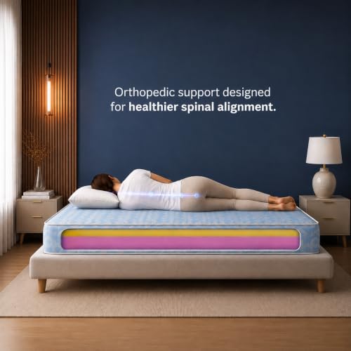 Image of Sleepwell Ortho Mattress | Double Size 78x47x10 Inch | Medium Firm Orthopedic Spine Support | Pressure Point Relief | Resitec Foam with VPF | Neem Fresche Anti-Microbial | 10 Years Warranty