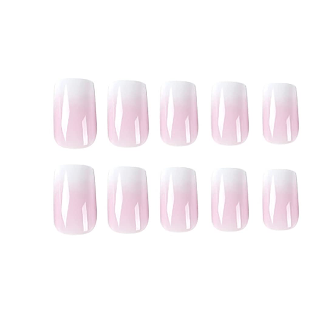Cubahop 24pcs French Medium Square Fake Nails Nude Pink Color Matching Glossy False Nails Press on Nails for Women and Girls (Pink 5)… - Image 4
