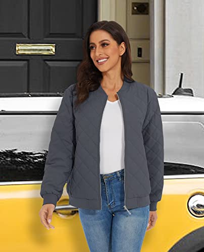 Magcomsen Womens Flight Jackets Fleece Jackets Bomber Jacket Quilted Jackets Zip-Up Jacket Winter Outerwear Casual Coat Basic Jacket #TOP5