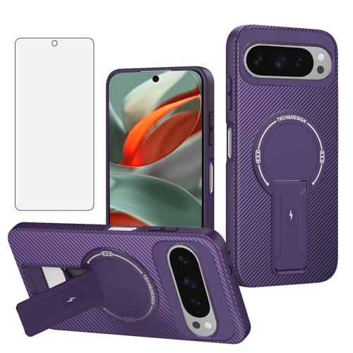 Coque Google Pixel 10 mince en fibre de carbone avec support