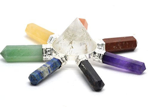 Healing Crystals and Healing Stones Pyramid Energy Generator- Chakra Gemstones and Crystals with Chakra Stones Bracelet Kit Meditation Gifts-Witchcraft Supplies-Reiki Supplies Chakra 7 Point