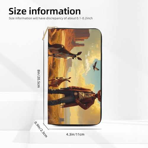 Wallet Women - Vintage Brown Kangaroo Print Leather Wallet for Women with Zipper, Cute Bifold Long Ladies Wallets2