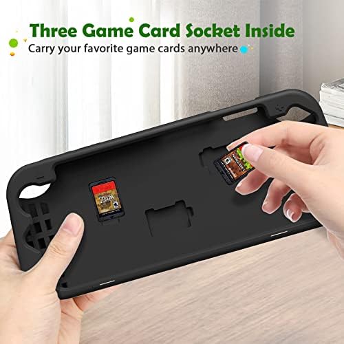 Fintie Etui kompatybilne z Nintendo Switch (model OLED) 2021 wykonane z miękkiego silikonu, antypoślizgowe, odporne na uderzenia etui ochronne z 3 uchwytami na karty do gry, ergonomiczny uchwyt,